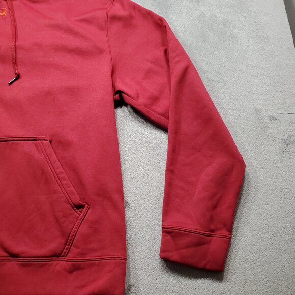 Under Armour Loose Hoodie Burgundy with Orange Embroidered Logo Men Sz L - Picture 7 of 12
